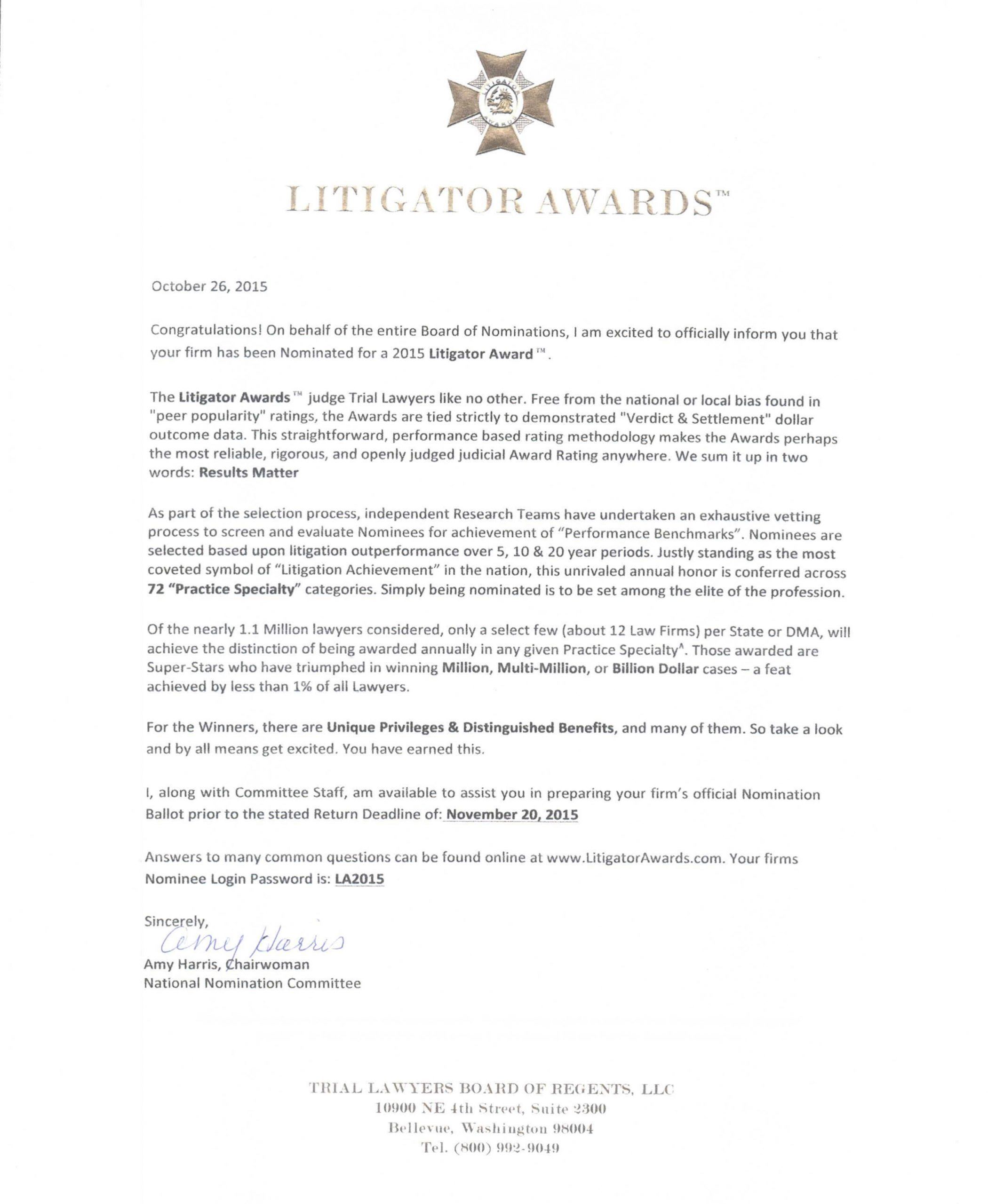 Litigator awards