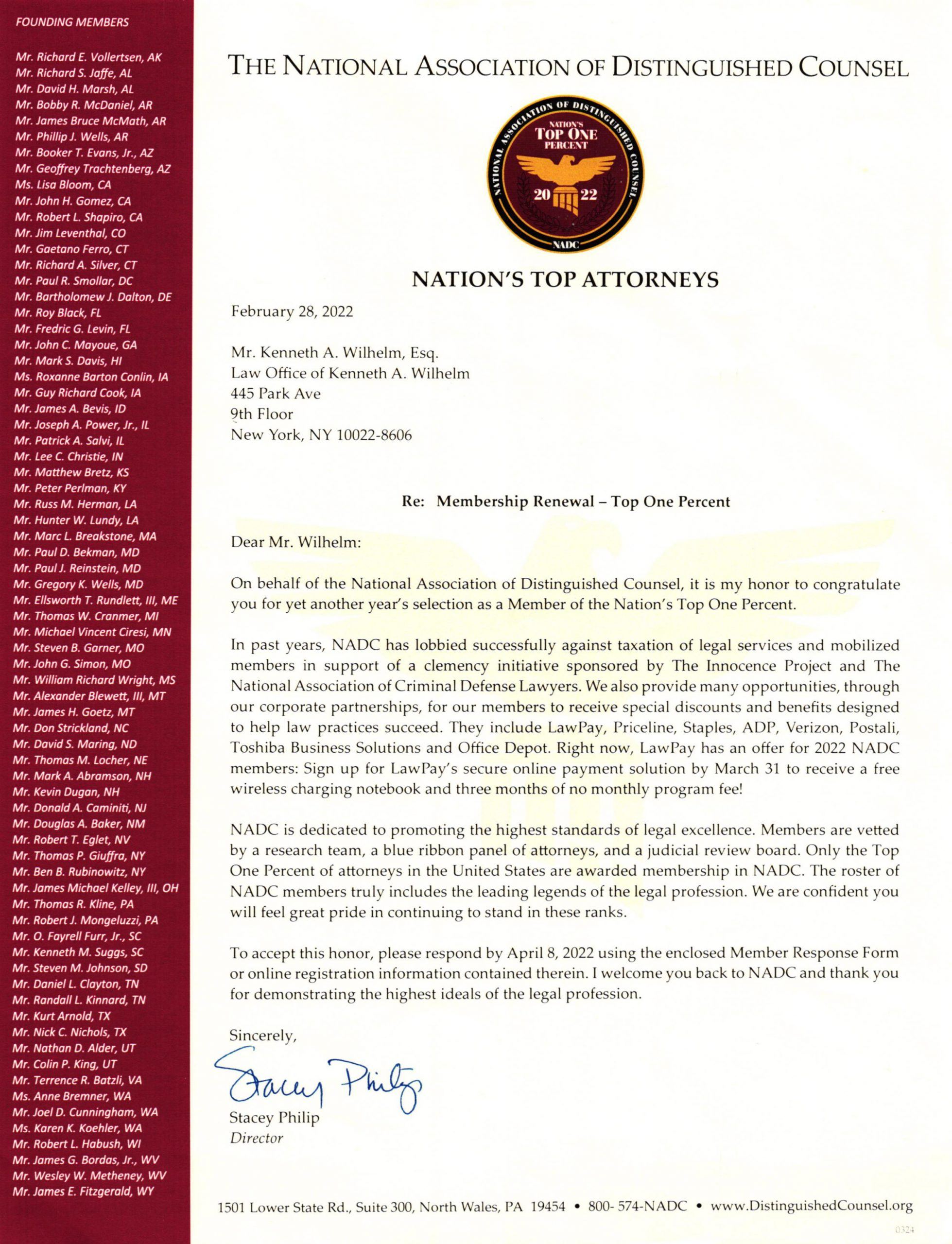 NATIONAL ASSOCIATION OF DISTINGUISHED COUNSEL