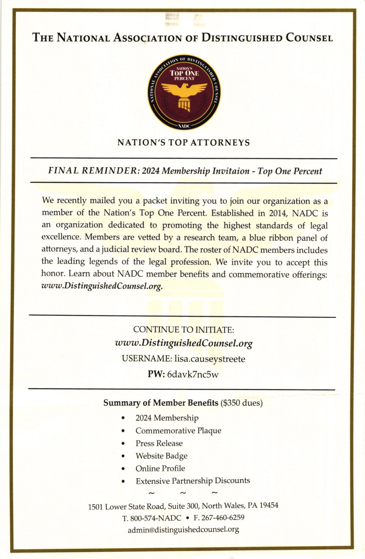 The National Association of Distinguished Counsel
