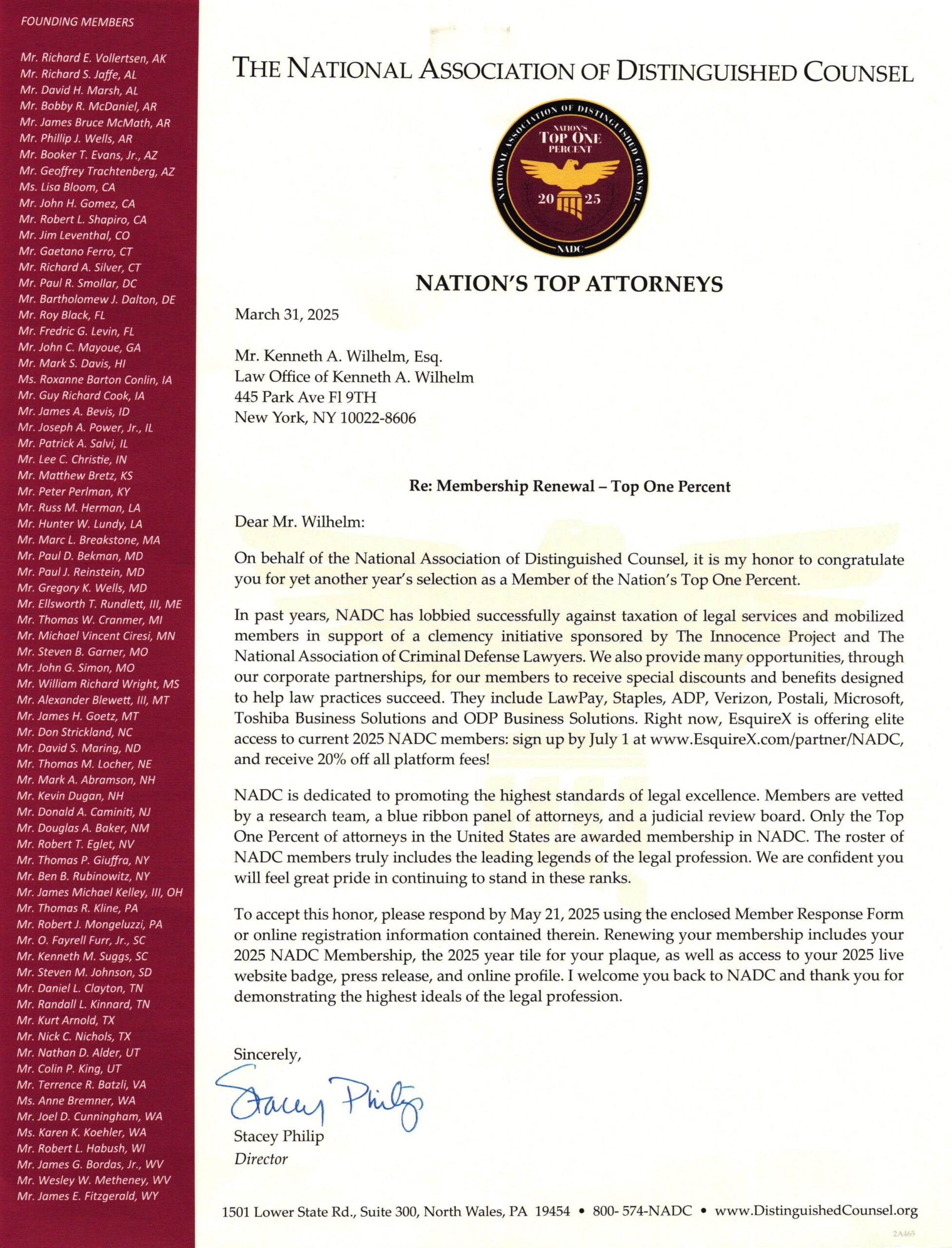 THE NATIONAL ASSOCIATION OF DISTINGUISHED COUNSEL